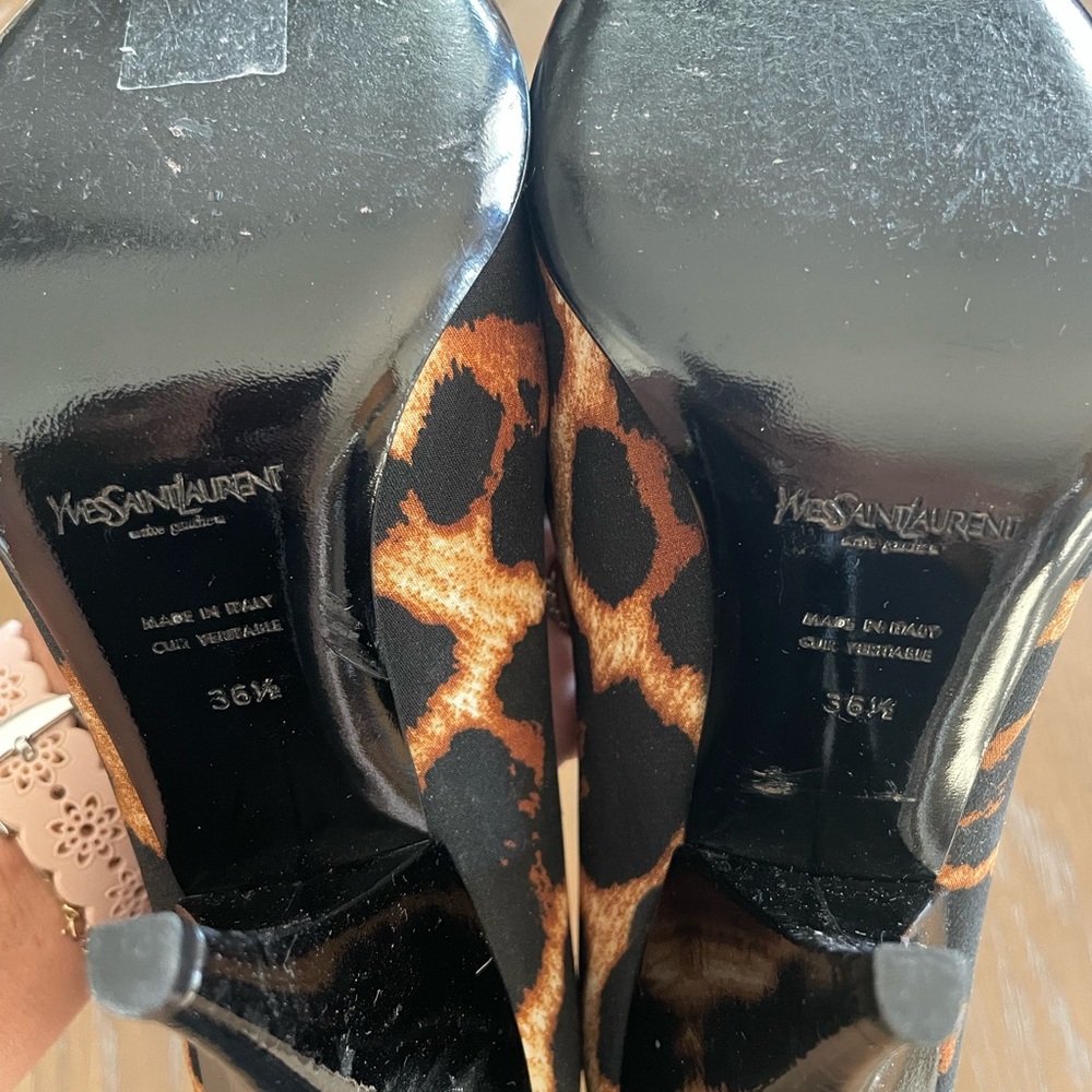 Yves Saint Laurent Black and Brown Embellished Heels - Picture 7 of 10